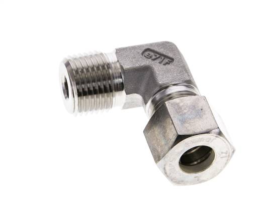 1/2'' NPT Außengewinde x 12S Edelstahl 90 Grad Winkelverschraubung 630 Bar DIN 2353