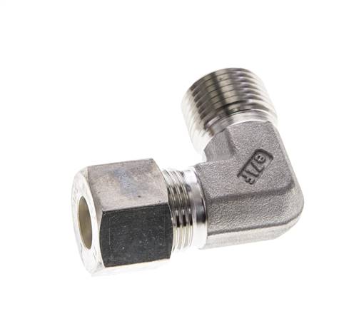 1/2'' NPT Außengewinde x 12S Edelstahl 90 Grad Winkelverschraubung 630 Bar DIN 2353