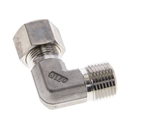 1/2'' NPT Außengewinde x 12S Edelstahl 90 Grad Winkelverschraubung 630 Bar DIN 2353
