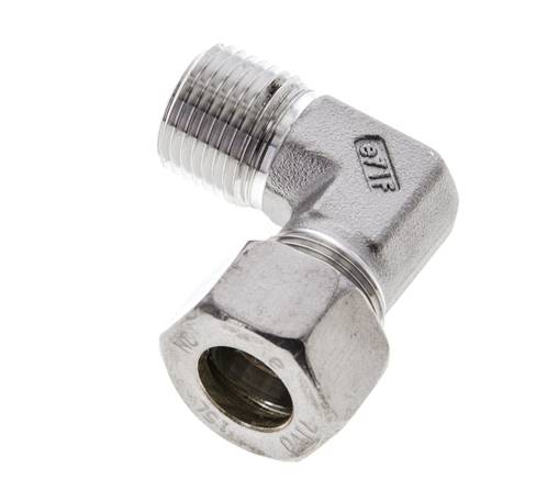 1/2'' NPT-Außengewinde x 15L Edelstahl 90-Grad-Kompressionsverschraubung 315 Bar DIN 2353