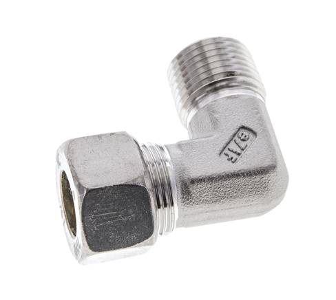 1/2'' NPT-Außengewinde x 15L Edelstahl 90-Grad-Kompressionsverschraubung 315 Bar DIN 2353