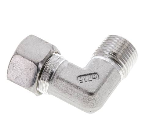 1/2'' NPT-Außengewinde x 15L Edelstahl 90-Grad-Kompressionsverschraubung 315 Bar DIN 2353