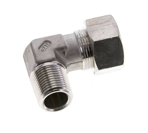1/2'' NPT-Außengewinde x 18L Edelstahl 90-Grad-Kompressionsverschraubung 315 Bar DIN 2353