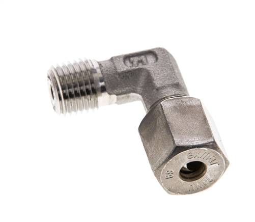 1/4'' NPT Außengewinde x 6S Edelstahl 90 Grad Winkelverschraubung 630 Bar DIN 2353