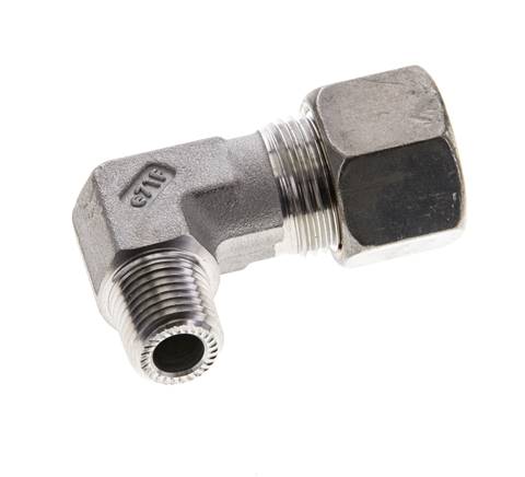 1/4'' NPT Außengewinde x 12S Edelstahl 90 Grad Winkelverschraubung 630 Bar DIN 2353
