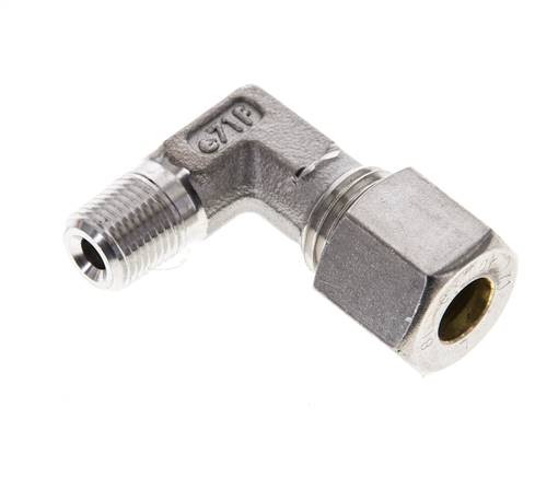 1/8'' NPT-Außengewinde x 8L Edelstahl 90-Grad-Kompressionsverschraubung 315 Bar DIN 2353