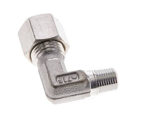 1/8'' NPT-Außengewinde x 8L Edelstahl 90-Grad-Kompressionsverschraubung 315 Bar DIN 2353