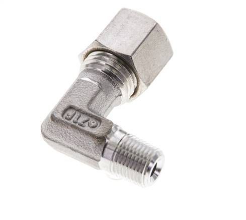 1/8'' NPT-Außengewinde x 8L Edelstahl 90-Grad-Kompressionsverschraubung 315 Bar DIN 2353