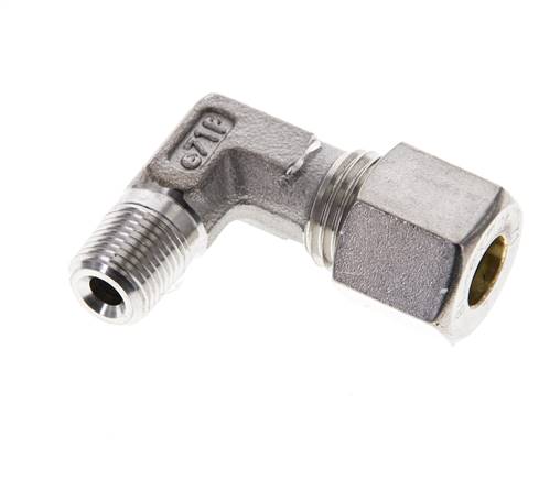1/8'' NPT-Außengewinde x 8L Edelstahl 90-Grad-Kompressionsverschraubung 315 Bar DIN 2353