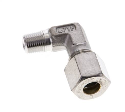 1/8'' NPT-Außengewinde x 8L Edelstahl 90-Grad-Kompressionsverschraubung 315 Bar DIN 2353