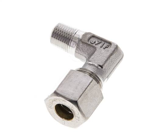 1/8'' NPT-Außengewinde x 8L Edelstahl 90-Grad-Kompressionsverschraubung 315 Bar DIN 2353