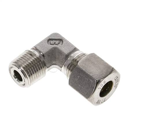 3/8'' NPT-Außengewinde x 10S Edelstahl 90-Grad-Kompressionsverschraubung 630 bar DIN 2353