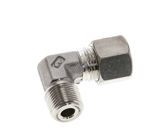 3/8'' NPT-Außengewinde x 10S Edelstahl 90-Grad-Kompressionsverschraubung 630 bar DIN 2353
