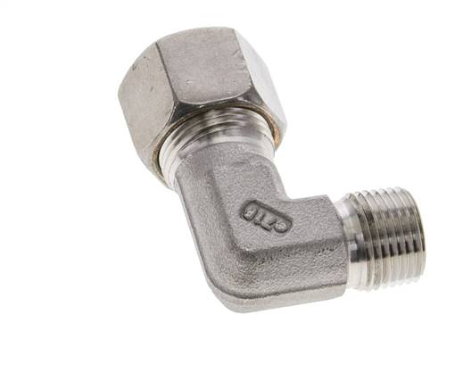 3/8'' NPT-Außengewinde x 12S Edelstahl 90-Grad-Kompressionsverschraubung 630 Bar DIN 2353