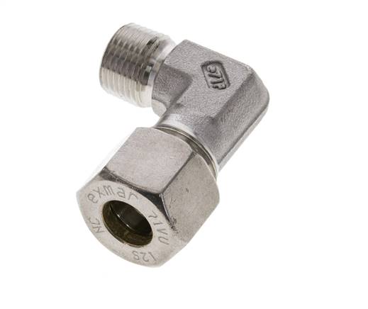 3/8'' NPT-Außengewinde x 12S Edelstahl 90-Grad-Kompressionsverschraubung 630 Bar DIN 2353