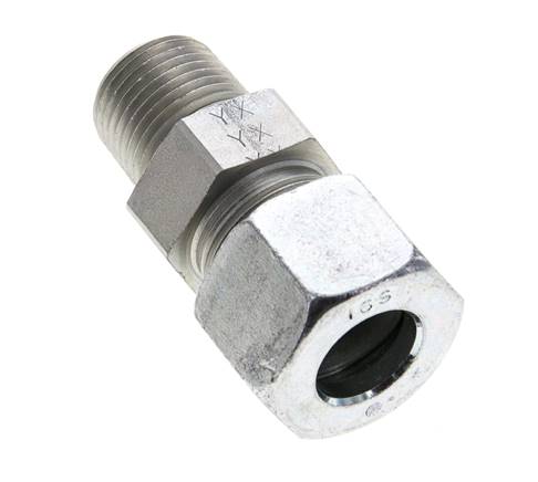 1/2'' NPT Außengewinde x 16S Verzinkter Stahl Gerader Schneidring 400 Bar DIN 2353