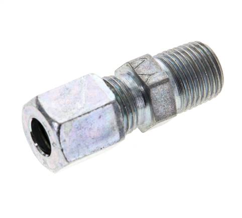 1/8'' NPT Außengewinde x 6LL Verzinkter Stahl Gerader Schneidring 100 Bar DIN 2353