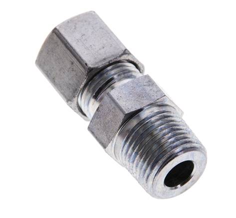 3/8'' NPT Außengewinde x 8S Verzinkter Stahl Gerader Schneidring 630 Bar DIN 2353