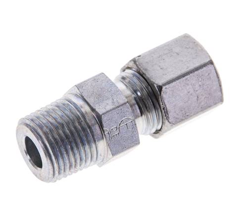 3/8'' NPT Außengewinde x 8S Verzinkter Stahl Gerader Schneidring 630 Bar DIN 2353