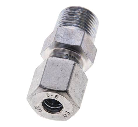 3/8'' NPT Außengewinde x 8S Verzinkter Stahl Gerader Schneidring 630 Bar DIN 2353