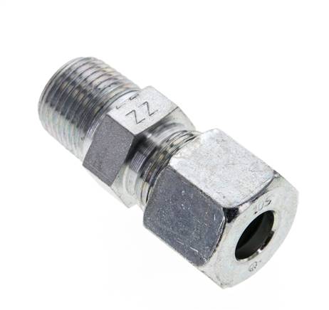 3/8'' NPT Außengewinde x 10S Verzinkter Stahl Gerade Schneidring 630 Bar DIN 2353