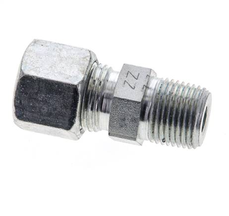 3/8'' NPT Außengewinde x 10S Verzinkter Stahl Gerade Schneidring 630 Bar DIN 2353