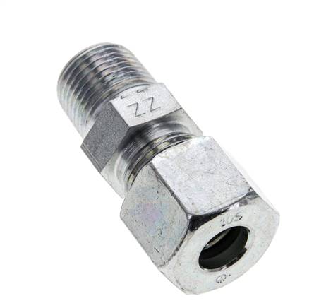 3/8'' NPT Außengewinde x 10S Verzinkter Stahl Gerade Schneidring 630 Bar DIN 2353