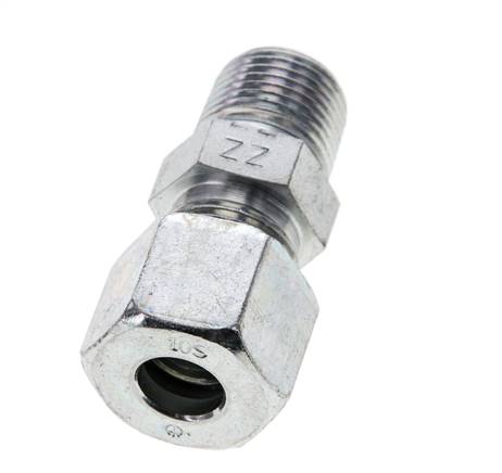 3/8'' NPT Außengewinde x 10S Verzinkter Stahl Gerade Schneidring 630 Bar DIN 2353