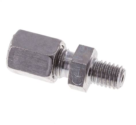 M6 Außengewinde x 4LL Verzinkter Stahl Gerader Schneidring 100 Bar DIN 2353