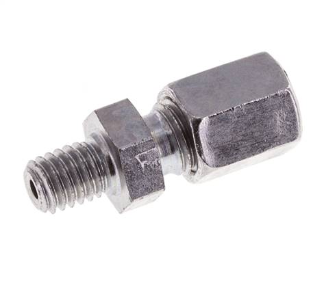 M6 Außengewinde x 4LL Verzinkter Stahl Gerader Schneidring 100 Bar DIN 2353