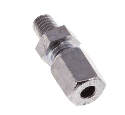 M6 Außengewinde x 4LL Verzinkter Stahl Gerader Schneidring 100 Bar DIN 2353