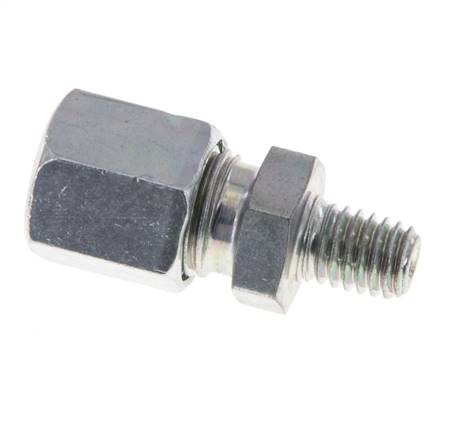 M6 Außengewinde x 6LL Verzinkter Stahl Gerader Schneidring 100 Bar DIN 2353