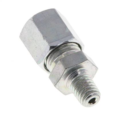 M6 Außengewinde x 6LL Verzinkter Stahl Gerader Schneidring 100 Bar DIN 2353