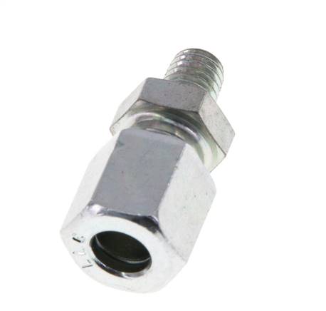 M6 Außengewinde x 6LL Verzinkter Stahl Gerader Schneidring 100 Bar DIN 2353