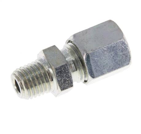 M8x1 Außengewinde x 5LL Verzinkter Stahl Gerader Schneidring 100 Bar DIN 2353