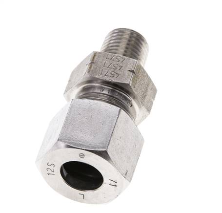 1/4'' NPT Außengewinde x 12S Gerader Schneidring aus Edelstahl 630 Bar DIN 2353