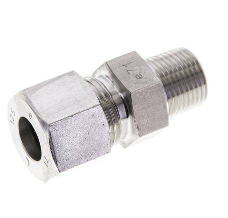 3/8'' NPT Außengewinde x 12S Gerader Schneidring aus Edelstahl 630 Bar DIN 2353