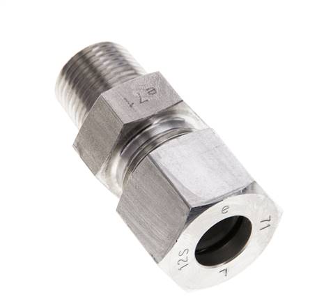 3/8'' NPT Außengewinde x 12S Gerader Schneidring aus Edelstahl 630 Bar DIN 2353
