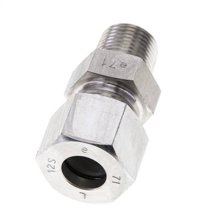 3/8'' NPT Außengewinde x 12S Gerader Schneidring aus Edelstahl 630 Bar DIN 2353