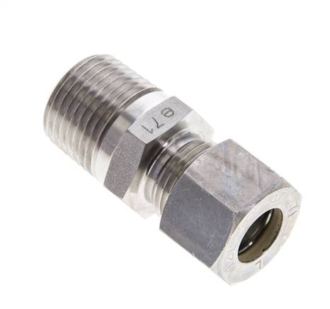 1/2'' NPT-Außengewinde x 12L Edelstahl-Kompressionsverschraubung 315 Bar DIN 2353