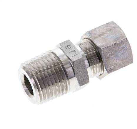 1/2'' NPT-Außengewinde x 12L Edelstahl-Kompressionsverschraubung 315 Bar DIN 2353