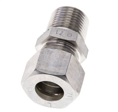 1/2'' NPT-Außengewinde x 15L Edelstahl-Kompressionsverschraubung 315 Bar DIN 2353