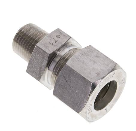 1/2'' NPT-Außengewinde x 20S Edelstahl-Kompressionsverschraubung gerade 400 bar DIN 2353