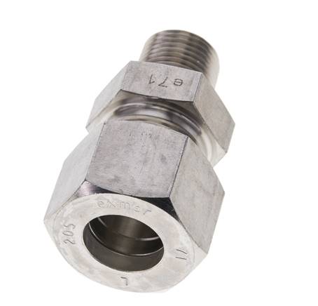 1/2'' NPT-Außengewinde x 20S Edelstahl-Kompressionsverschraubung gerade 400 bar DIN 2353