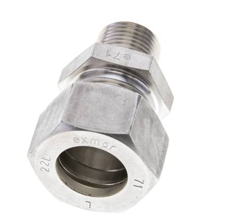 1/2'' NPT-Außengewinde x 22L Edelstahl-Verschraubung mit gerader Kompression 160 bar DIN 2353