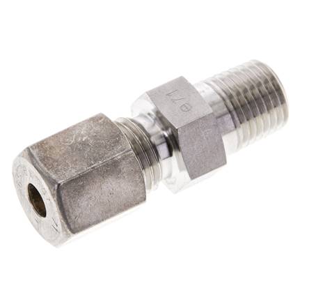 1/4'' NPT-Außengewinde x 6S Edelstahl-Kompressionsverschraubung gerade 630 bar DIN 2353