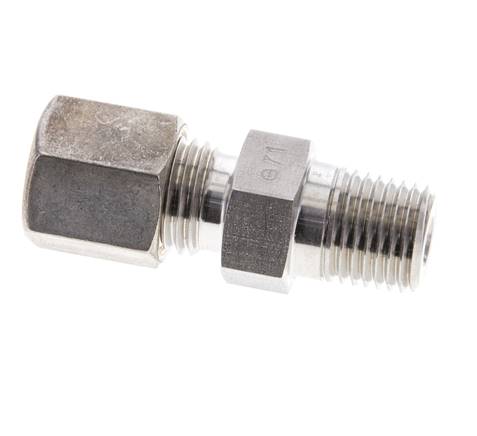 1/4'' NPT-Außengewinde x 6S Edelstahl-Kompressionsverschraubung gerade 630 bar DIN 2353