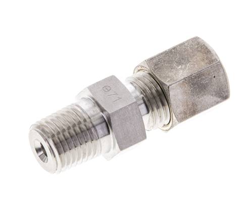 1/4'' NPT-Außengewinde x 6S Edelstahl-Kompressionsverschraubung gerade 630 bar DIN 2353