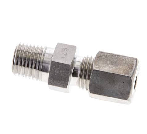 1/4'' NPT-Außengewinde x 6S Edelstahl-Kompressionsverschraubung gerade 630 bar DIN 2353