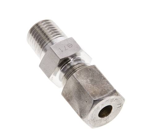 1/4'' NPT-Außengewinde x 6S Edelstahl-Kompressionsverschraubung gerade 630 bar DIN 2353